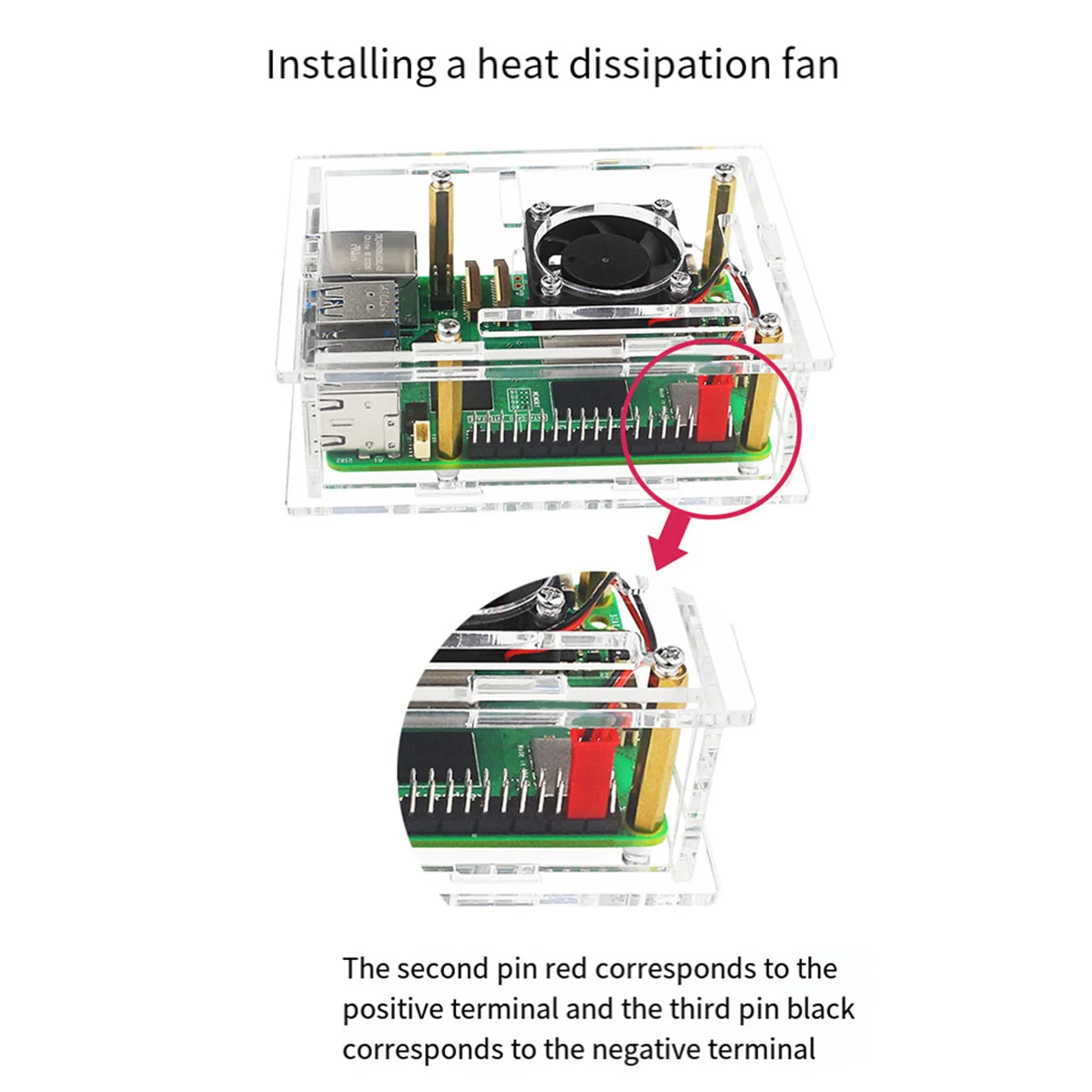 

For Raspberry Pi 5 Acrylic Case+Heat Sink with Cooling Fan Transparent Shell Protective Case for Pi