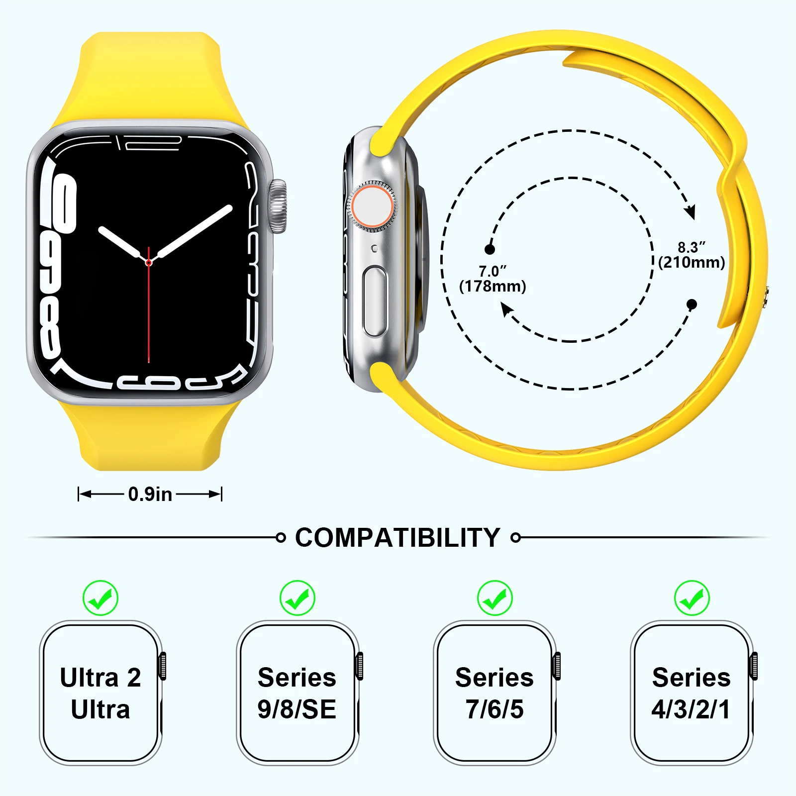 Упаковка из 6 сменных ремешков для Apple Watch, мягкие, удобные, регулируемые, подходят для iWatch Series 10 9 8 7 6 5 4 3 2 1 Se Ultra