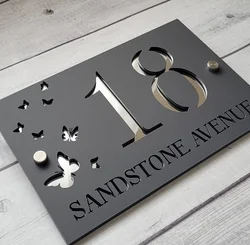 Modern House Sign Custom House Sign Butterfly Style House Sign Modern Plaque Door Number House Address Numbers New Home Gift