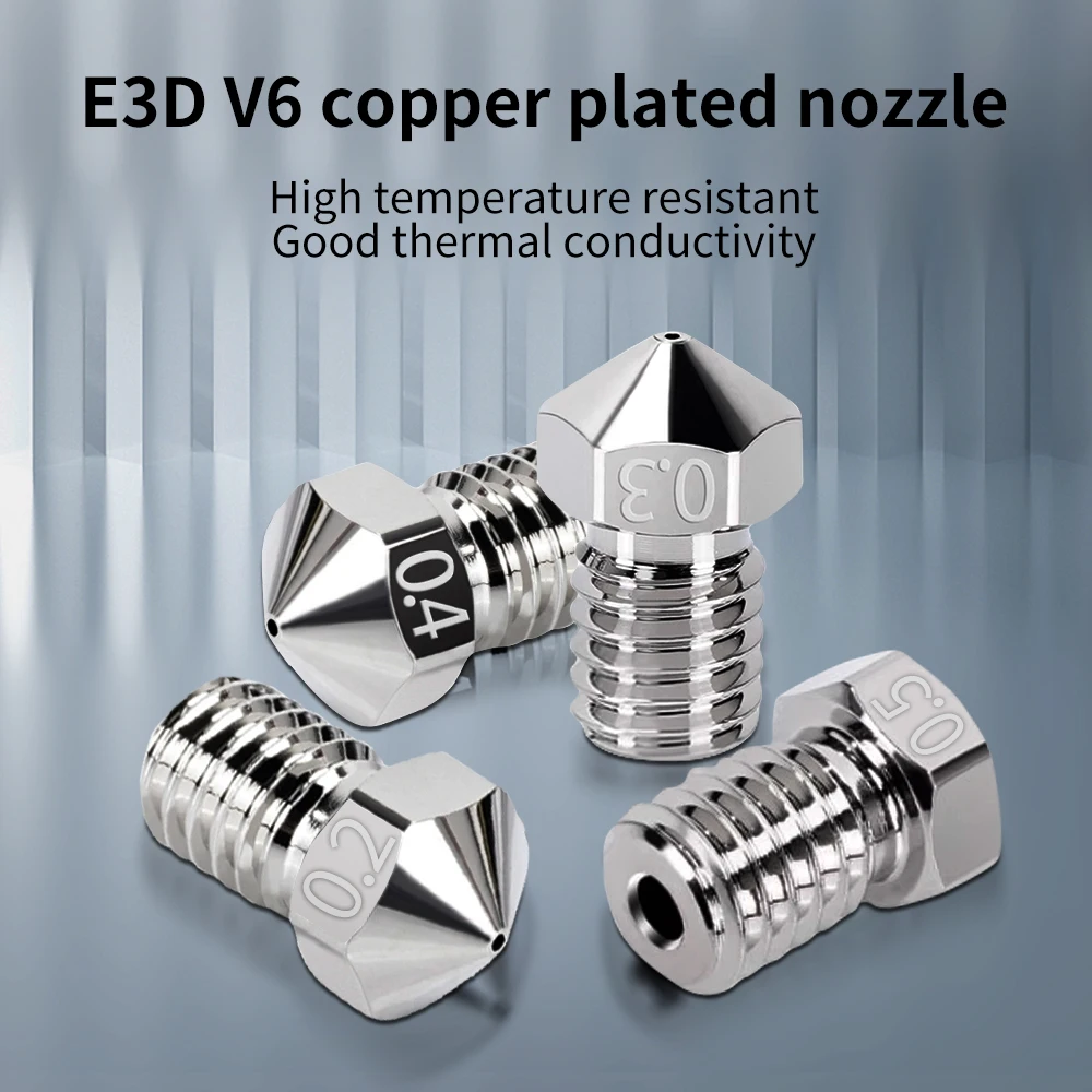 E3D V6 Copper Nozzle 0.2/0.3/0.4/0.5mm For 1.75mm 3mm Filament E3D V6 V5 Copper Nozzle Extruder