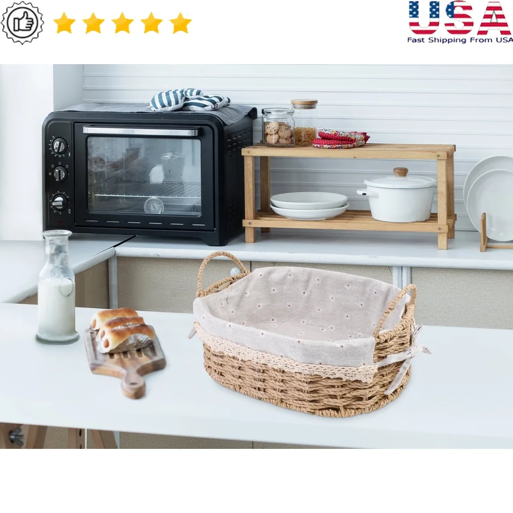 

2 Pcs Wicker Storage Baskets with Handles Durable Rattan Open Top Stackable Design Home Organization and Decor