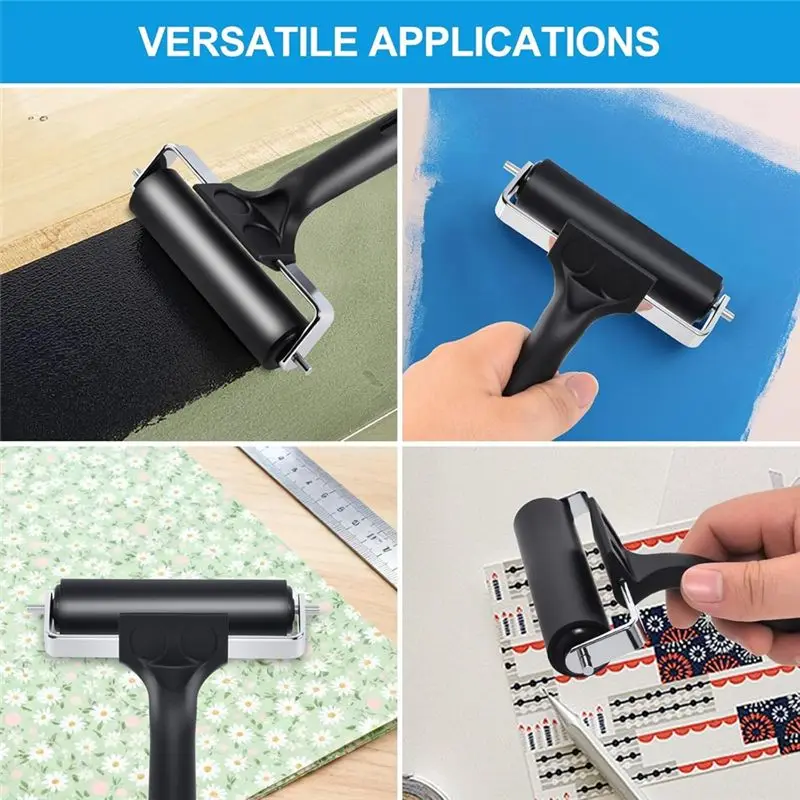 A69efor Printmaking, Inking Gluing Application Stamping Wallpaper Tool- 2Pcs Hard Rubber Brayer Rollers(4 Inch& 2.2 Inch)