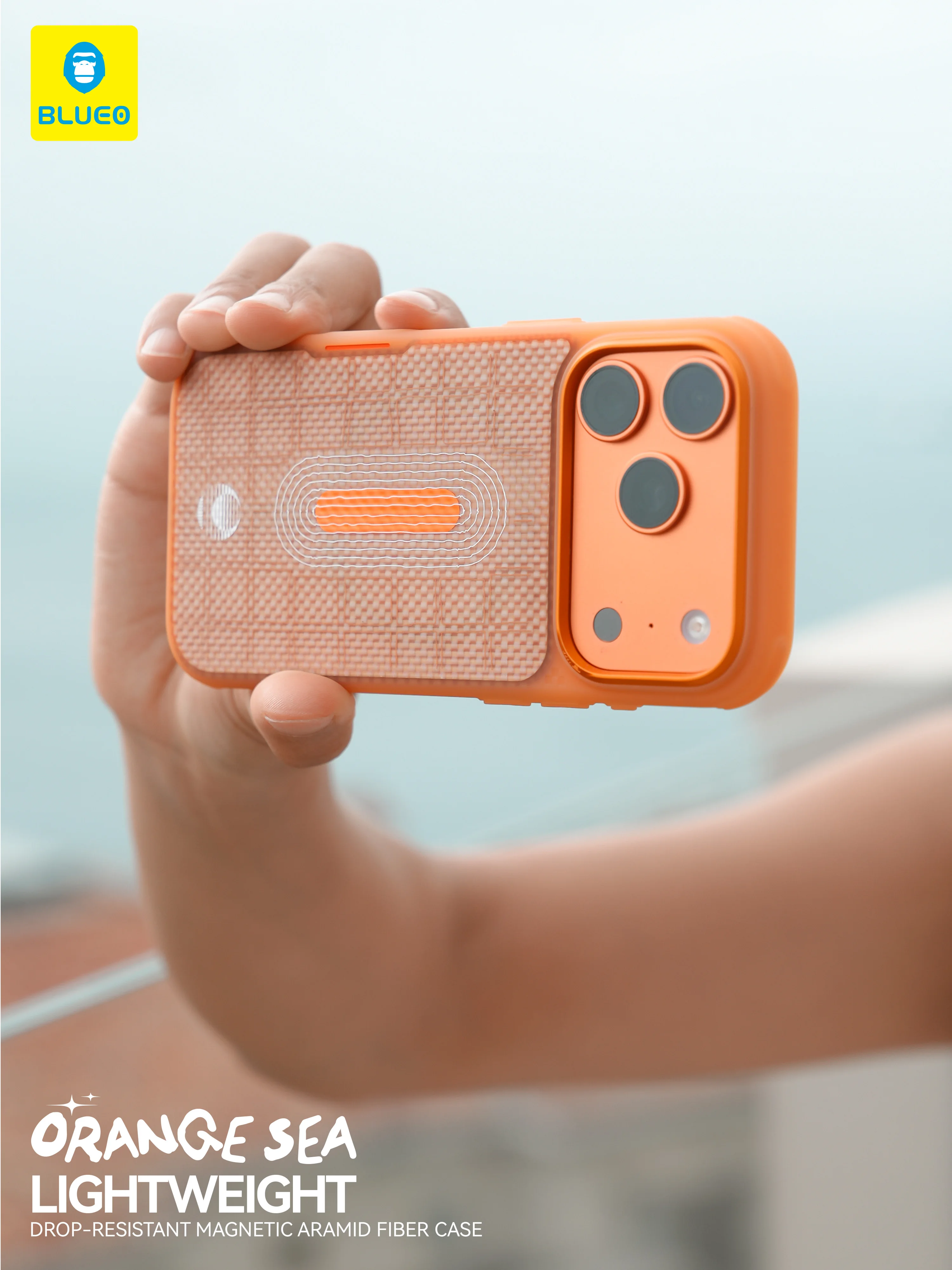 

Blueo For Iphone 17 pro max Case Sea Lightweight Drop-Resistant Magnetic Aramid Fiber Case For Iphone 17 pro Case