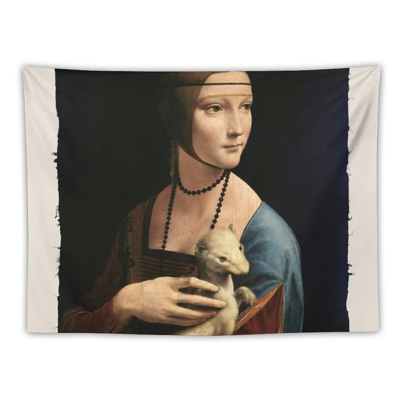 New Lady with an Ermine - Leonardo da Vinci's Classic Painting Tapestry House Decoration Custom Tapestry House Decorations