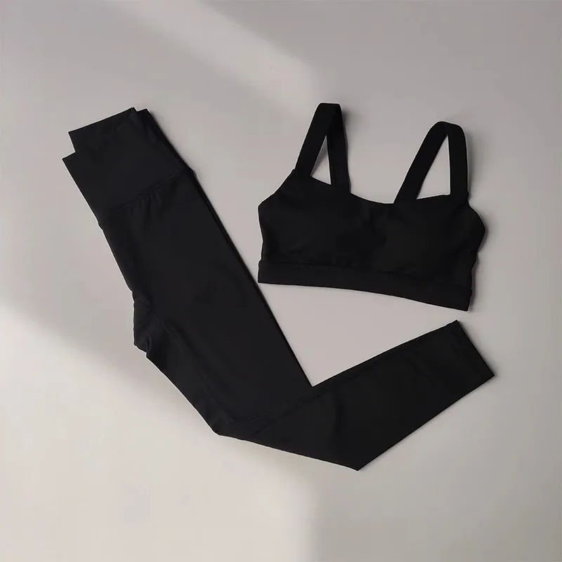 Nahtloses Yoga-Set für Damen, Sportbekleidung für das Training, Fitnessbekleidung, Push-up-BH, Leggings mit hoher Taille, 2-teiliges Sportoutfit. – Detail 39