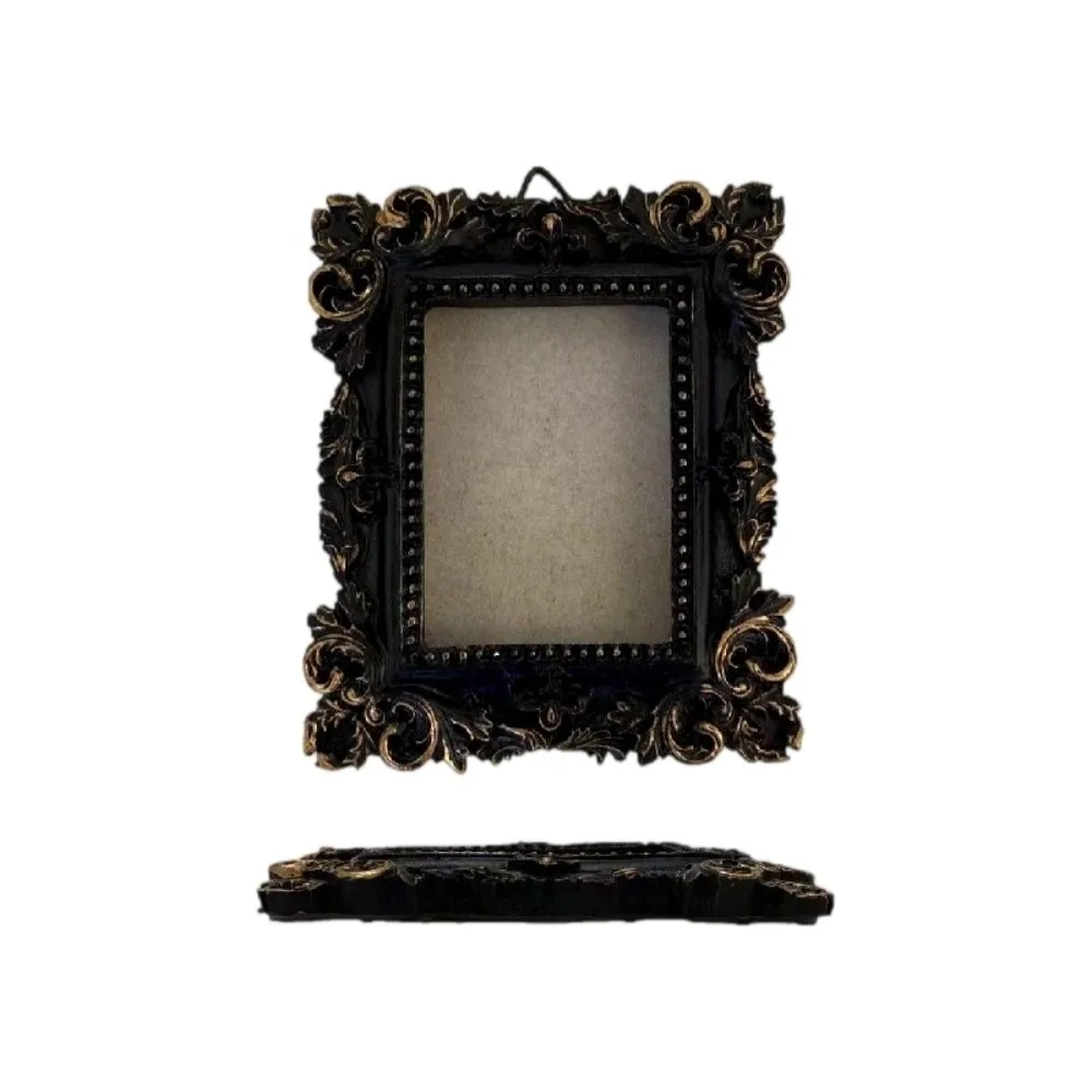 Unique Black Baroque Style Resin Photo Frame, Antique Decor