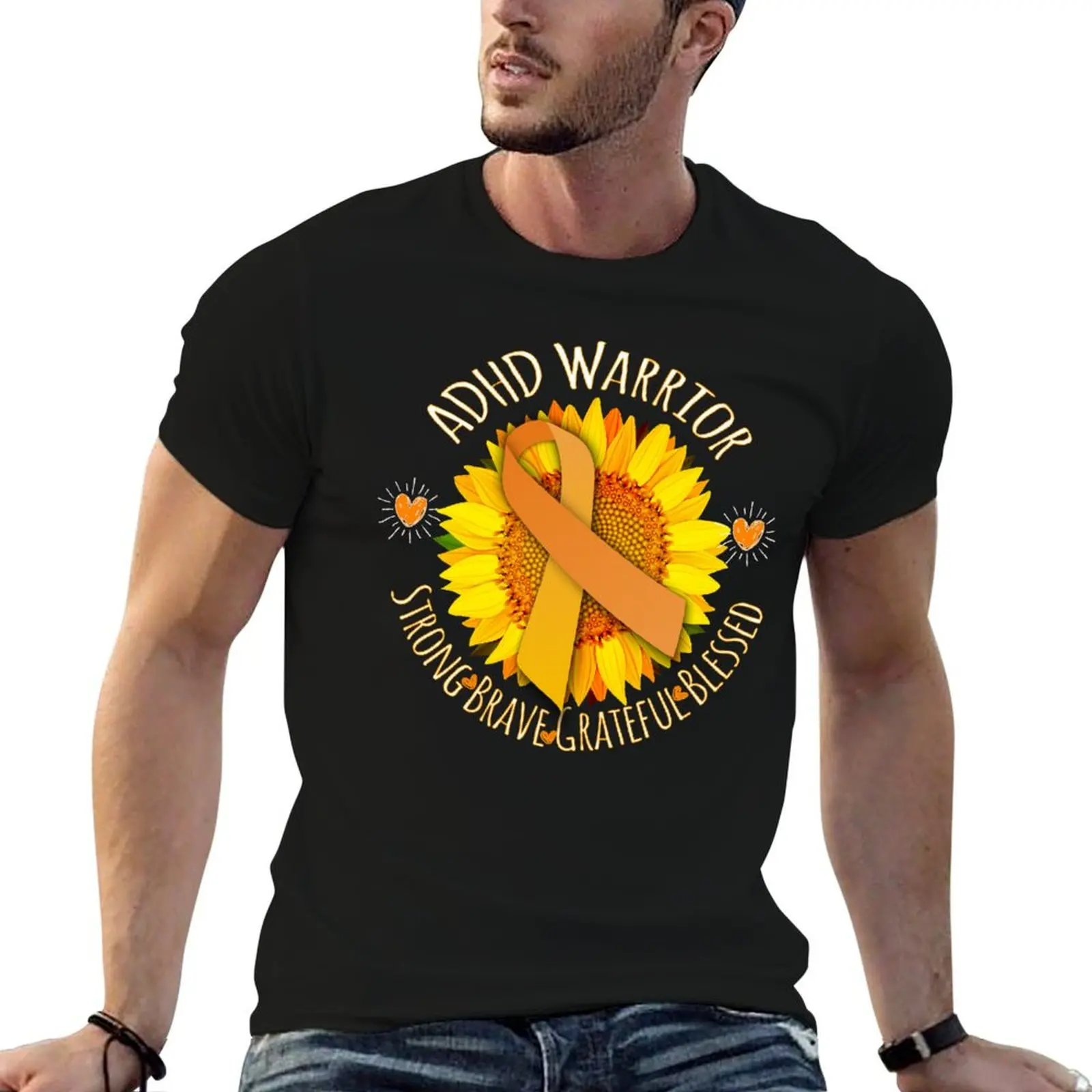 

ADHD Awareness Support ADD Attention Disorder Mom Dad Sunflower Gifts T-Shirt anime tshirt blacks t shirt men