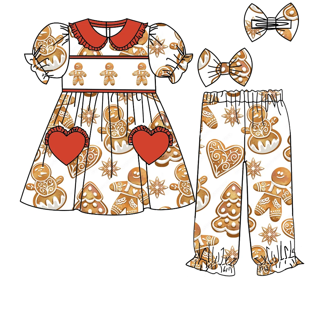 

Wholesale Christmas Children Pajama Set Cookie Print Girls Pajama Set Boys Pajama Set Milk Silk Customizable