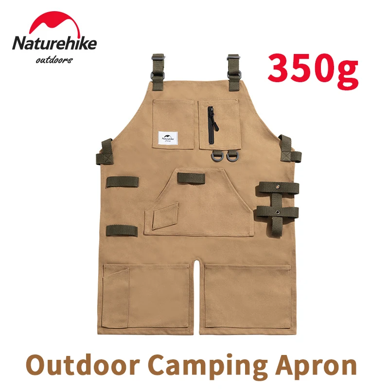 Naturehike Outdoor Camping Apron Canvas Wear-Resisting Multiple Pockets Storage Adjustable Picnic Barbecue Working Clothes