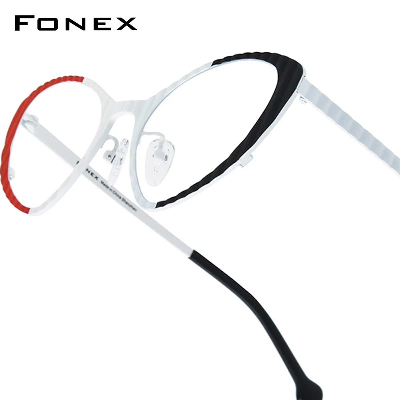 

FONEX Titanium Glasses Frame Women Brand Design Fashion Cat Eye Eyeglasses Butterfly Cateye Ultralight High-end Eyewear 85850