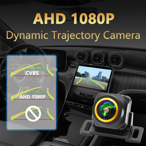 Imagen 2 del producto AHD 1080P coche trayectoria dinámica inteligente pistas línea de estacionamiento cámara de visión trasera marcha atrás coche vista trasera aparcamiento marcha atrás