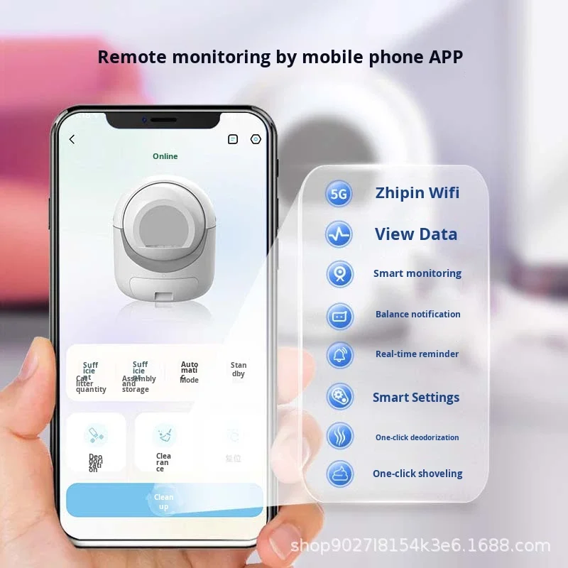 STLFElectric Limpeza totalmente automática Desodorizante ABS Plástico Smart LittersBox para gatos