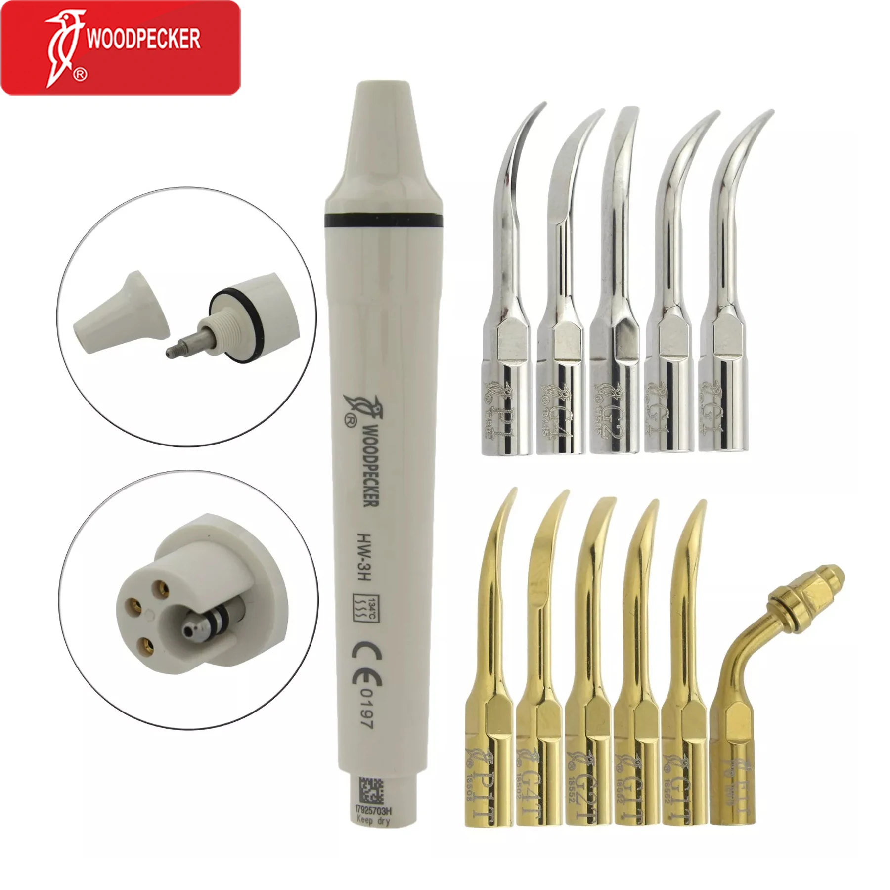 

Woodpecker Dental Ultrasonic Piezo Scaler Handpiece Detachable Handpiece HW-3H fit UDS EMS Tips G1 P1