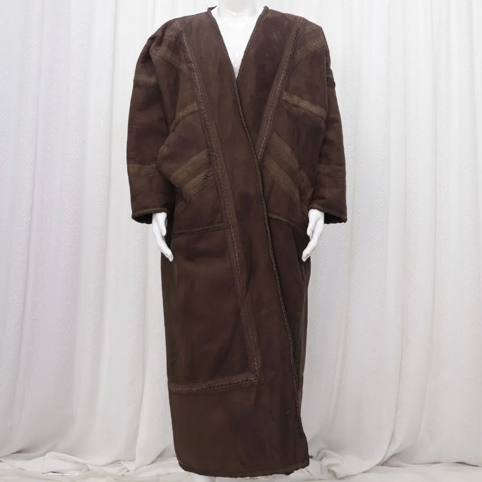 جديد الإسلامية جوبا ثوب المملكة العربية السعودية الشتاء سميكة الدافئة فو الفراء بيشيت للرجال سترة كيمونو معطف قفطان عباية ملابس مسلمة