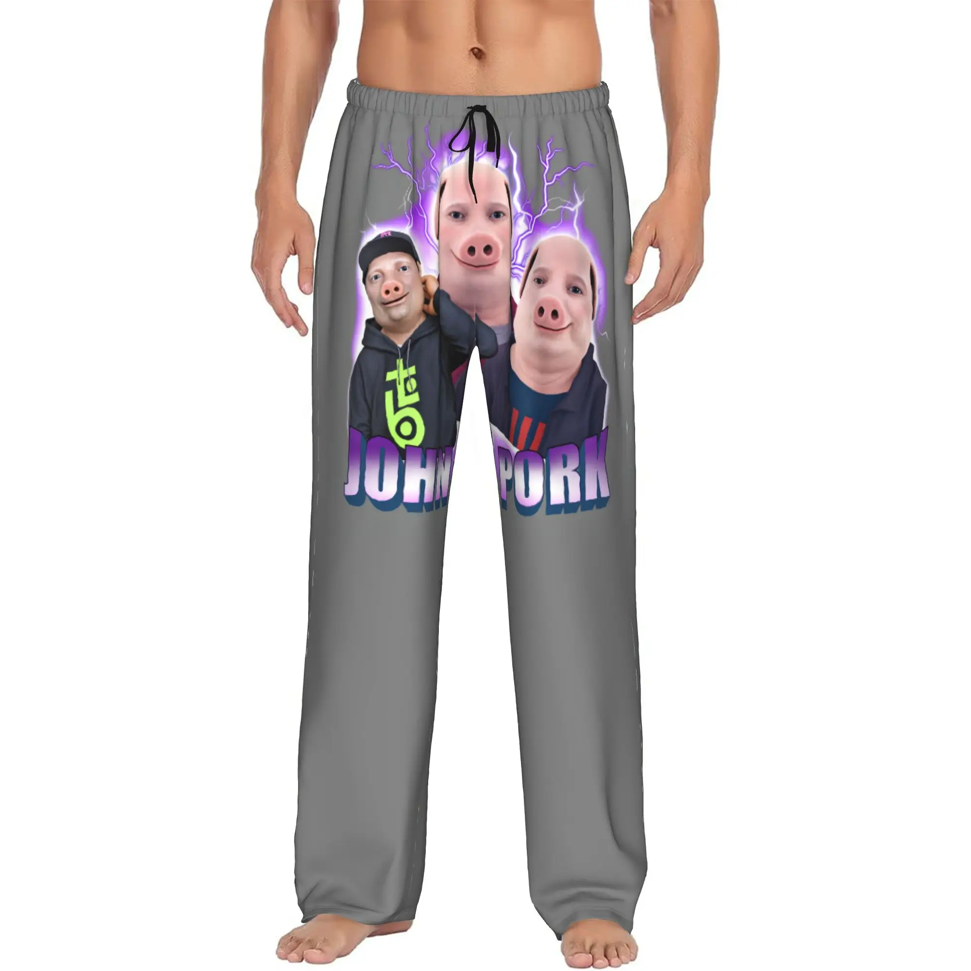 Custom Men John pork is calling Pajama Pants Printed Funny Pig Sleep Sleepwear Bottoms with Pockets