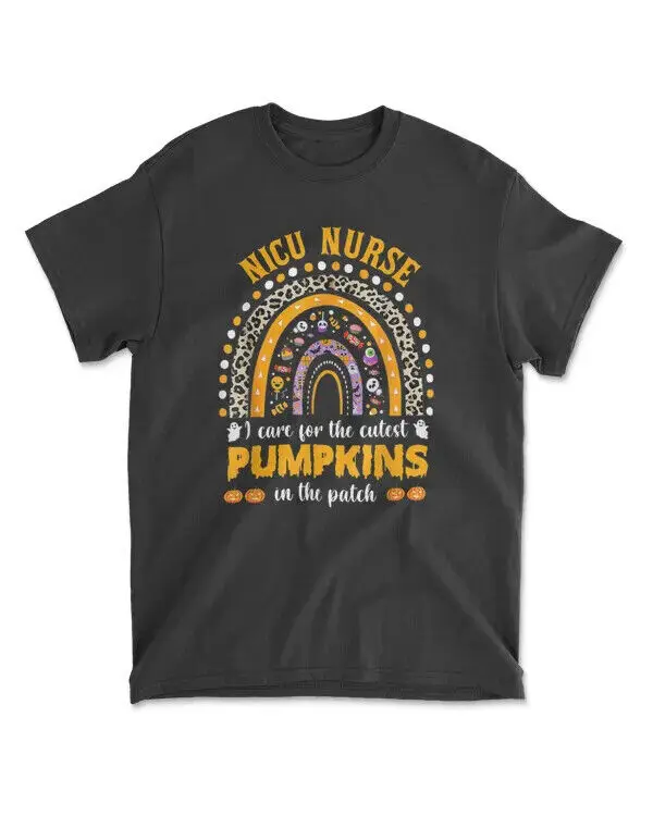 Rainbow Leopard NICU Nurse Cutest Pumpkins Halloween - Men's Standard T-Shirt