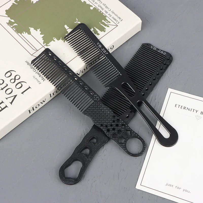 Black Flattop Hair Cutting Comb Wide Tooth Men Cut Hair Brush Professional Salon Barber Hair Clipper Hairdressing Carbon Combs
