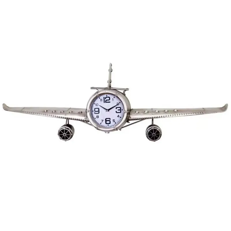 

wholesale custom large metal aircraft wall clock with storage iron wall decoration aircraft wall clock