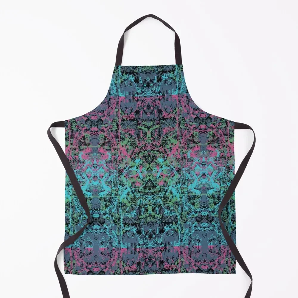 Neon Creative Brain Signals - 80s Style Pattern Apron For Cooking Restaurant Apron