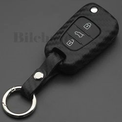 jingyuqin Carbon Fiber Silicone Remote Key Case Cover For Kia K2 K5 Sportage Sorento Hyundai i20 i30 i35 iX20 iX35 Solaris Verna