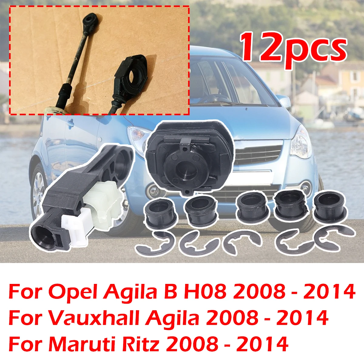 

12pc Gear Shift Cable Linkage Lever End Rod Connect Bushing kit For Vauxhall Agila B H08 Maruti Ritz 2008-2014 Car Replace parts