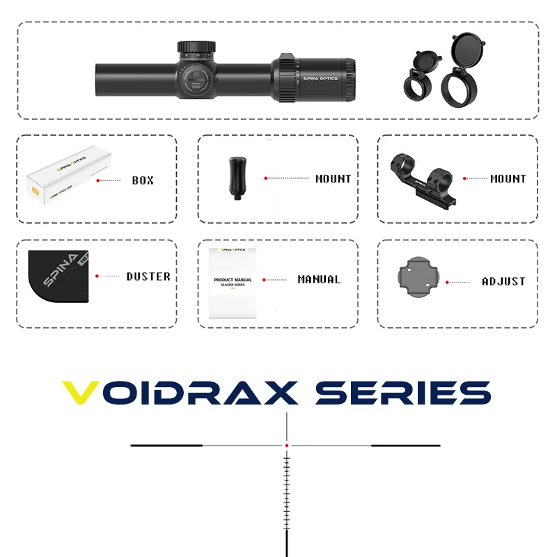SPINA OPTICS VoidRax 1-10x28 34mm Compact Wide-Angle Second Focal Plane Scope,Dot Crosshair Reticle HD Lends Sight - Detail 1