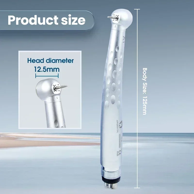 APPLEDENTAL A1 SU 4 holes High Speed Handpiece: Low Noise Dental Tool with Ceramic Bearings, Push Button, and Non-Flying Needle