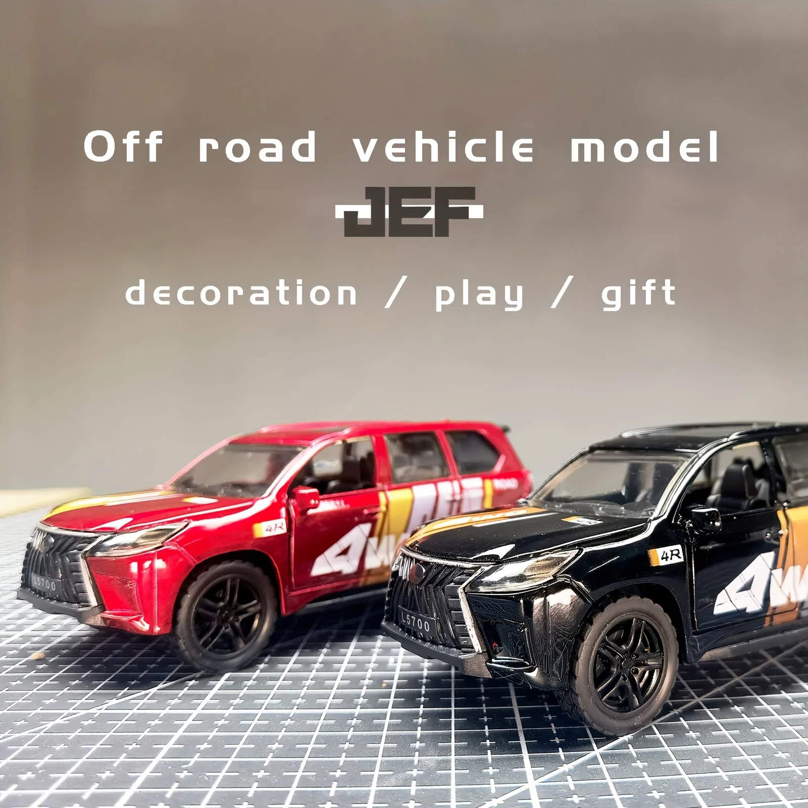 1:36 스케일 오프로드 SUV 자동차, 풀백/추진 기능 포함 - 빨간색과 검은색 경주용 자동차, 배터리 필요 없음, 내구성 있는 합금으로 제작, 소년과 소녀를 위한 생일/크리스마스 선물 - 실내/실외 모험, 실내 탐험, 스포티한 디자인, 견고하고 내구성 있는, 생일 선물에 적합