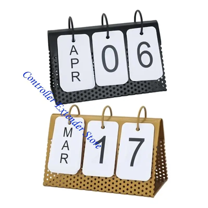 

N84B Desk Calendar with Day Month Display Flipping Permanent Calendar with Stand
