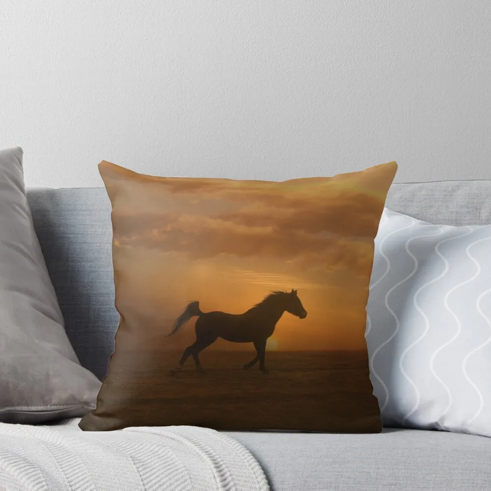 Arabian Horse and Sunset Throw Pillow Pillowcases For Pillows Christmas Pillow Covers Sofa Covers Custom Cushion pillow