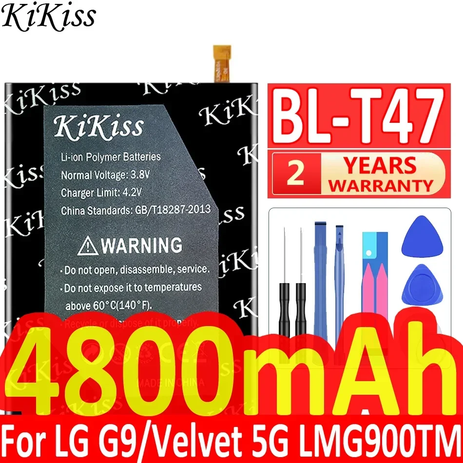 KiKiss BL T47 4800mAh Replacement Battery For LG Velvet LMG900TM 5G BL-T47 G9 Batteria + Free Tools