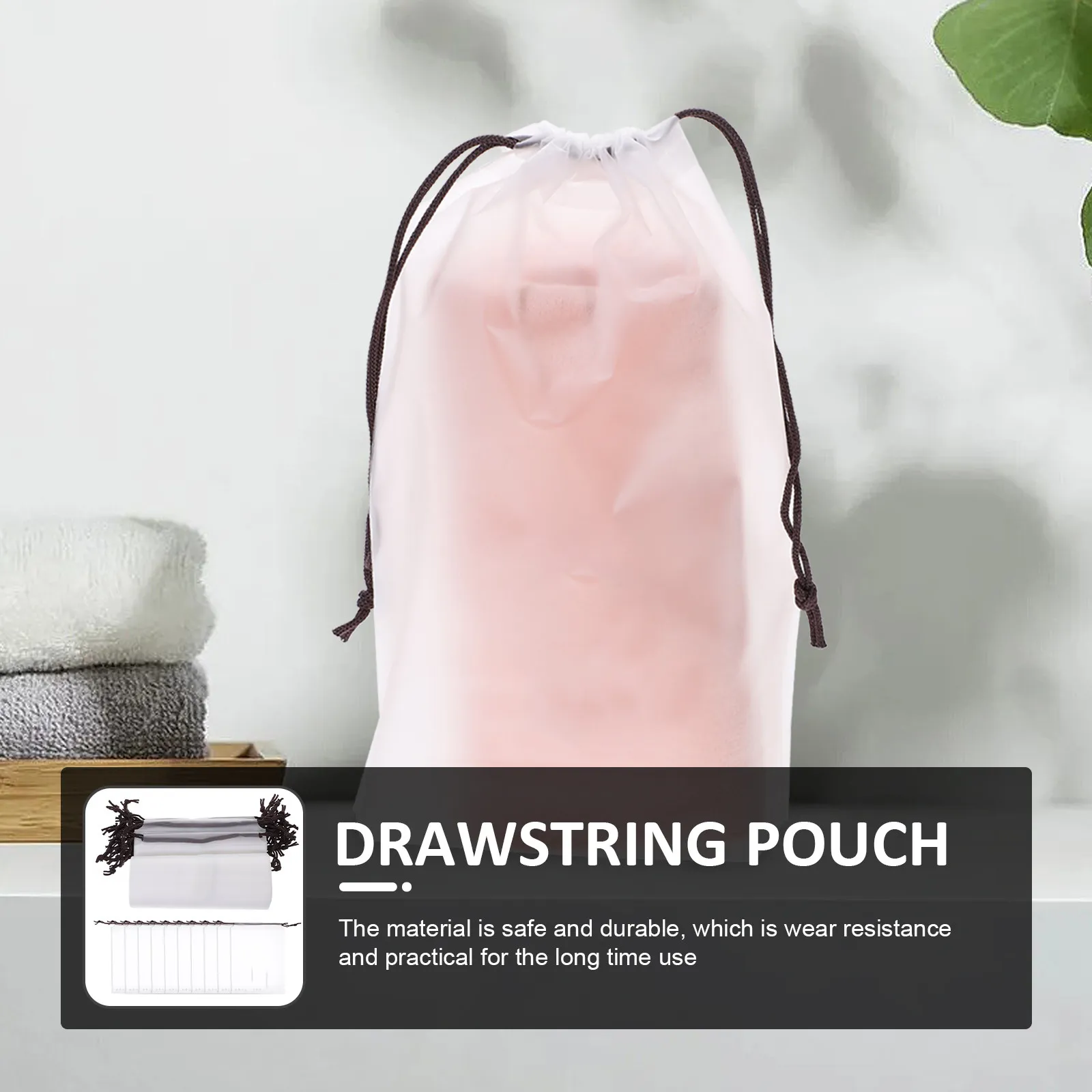24pcs Waterproof Frosted EVA Drawstring Storage Bags – Travel Toiletry Organizer for Underwear, Socks, Cosmetics