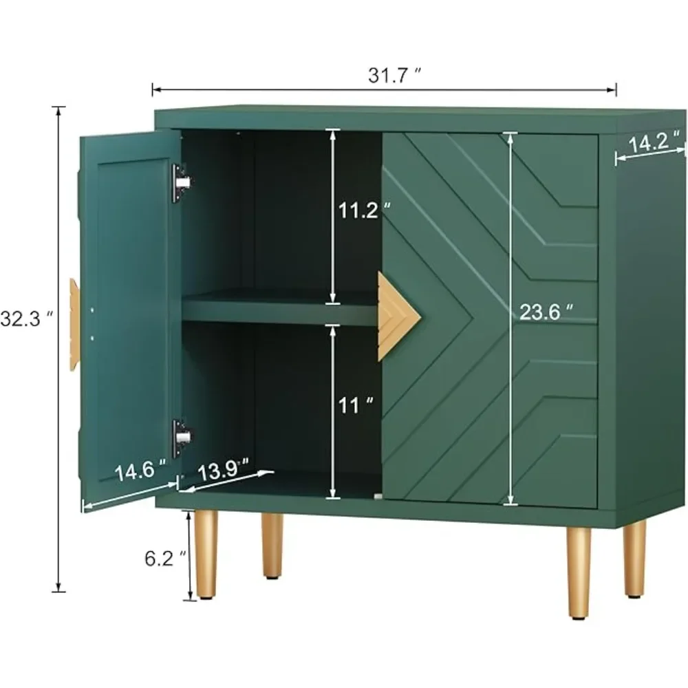 Accent Cabinet with Decorative Embossed Pattern Doors, Sideboard Buffet Cabinet for Living Room, Kitchen, Dining Room,