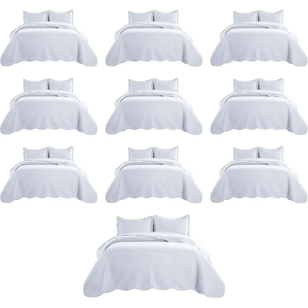 

Queen Quilt Bedding Set (90" x 96") - Bulk Pack o 10 Wholesale or Hotels, Gt Bedroom & Airbnbs - Lightweight Microiber Reversibl