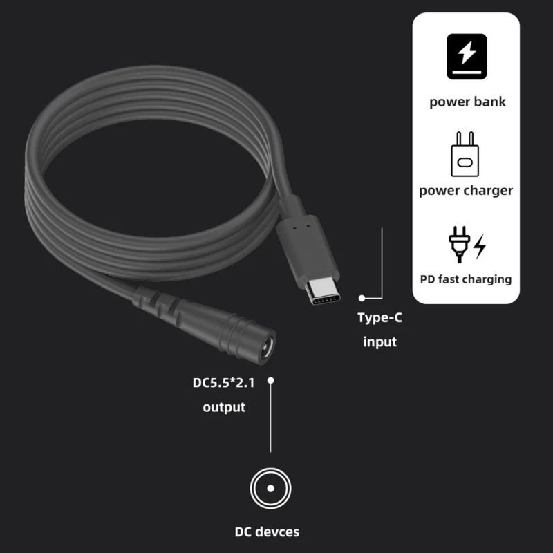 50 سنتيمتر 200 سنتيمتر 300 سنتيمتر 10 متر نوع-c ذكر إلى 5.5*2.1 مللي متر أنثى تمديد كابلات تيار مستمر موصل الطاقة 5.5x2.1 محول USB نوع C محول