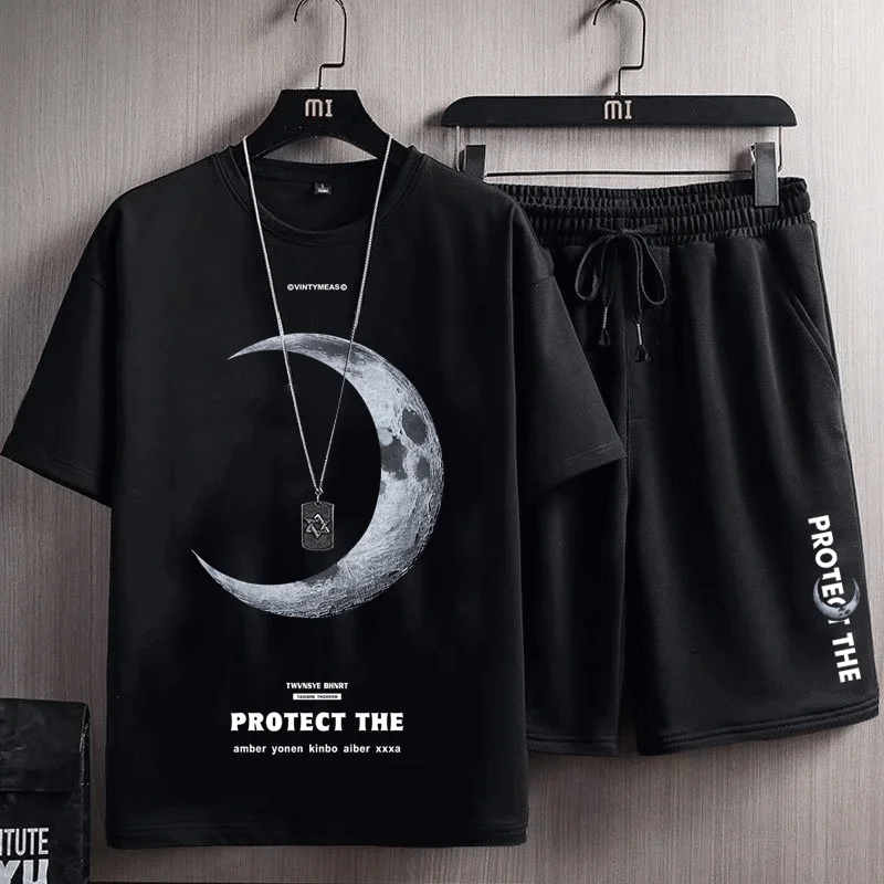 

Summer Men's Sets Harajuku Fashion Joggers Tracksuit Men Short Sleeve T Shirts+Casual Sports Shorts Men Clothing Tracksuit Sets