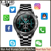 LIGE GPS Sport Track Recording Men Steel Band Smart Watch Body Temperature Activity Sport Fitness SmartWatches  Men Waterproof