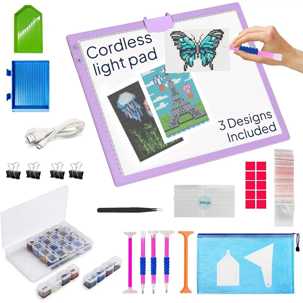 

Rechargeable A3 Light Pad or Diamond Painting & Art Projects – LED Light Board with Diamond Art Accories – Ultra-Thin & Portable