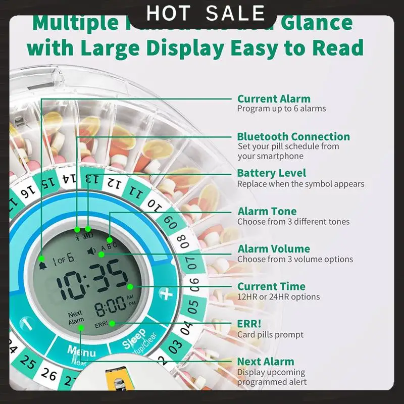 24-Hour Delivery Automatic Pill Dispenser Travel Pill Container Holder For Medication, Vitamins, And Supplements For Vitamin Sup