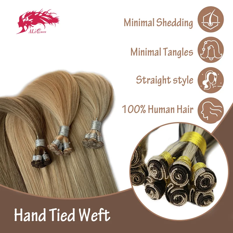 Ali Queen Hair Glattes, handgefertigtes Haar, 613 Bündel, Echthaar, unverarbeitet, 100 g, rohes reines Haar, gebundenes Haar, Weben