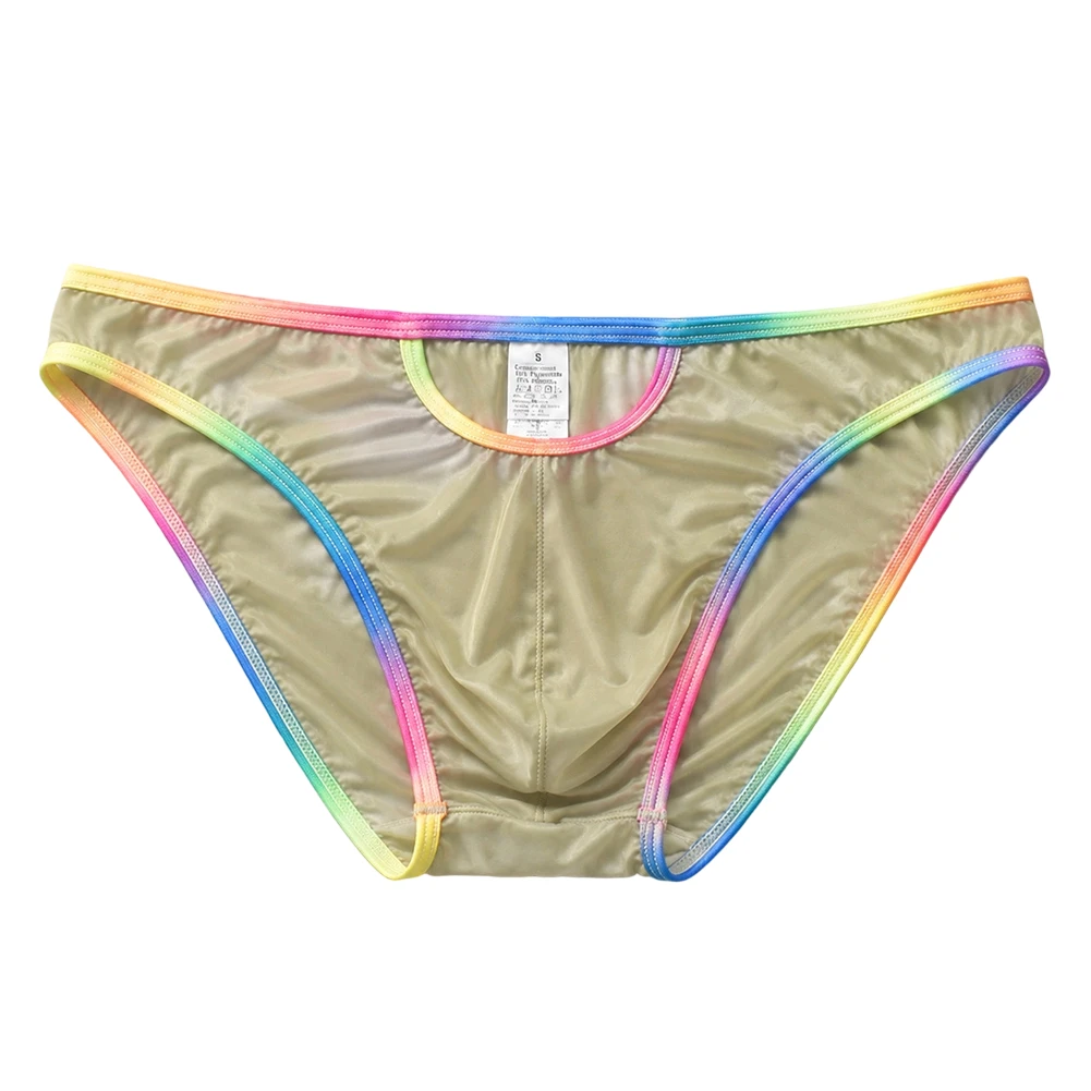 Men's Briefs Strip Soft High Elastic UltraThin Ice Silk See-Through Underwear U Convex Pouch Lingerie Underpants