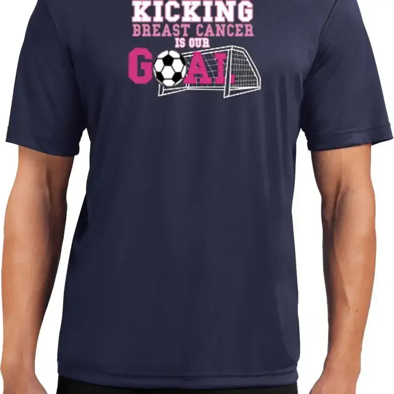 Buy Cool T Shirt Breast Cancer Kicking Is Our Goal Dry Wicking