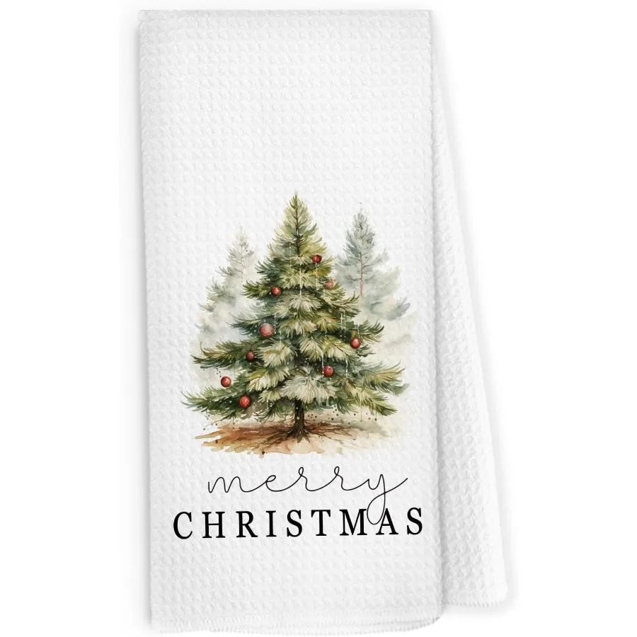 

Merry Christmas Tree Dish Towels 16x24 Ih Seasol Winter Gt for Women Forest Christmas Tree Farmhouse Decorative Tea Towels for