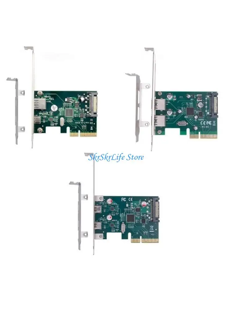 

E65E 2x USB3.1 Type-C PCIEX4 Adapter Card TypeC PCI-E Expansion PCIE USB3.1 HUB Controller Desktop Computer PCI-E Extender