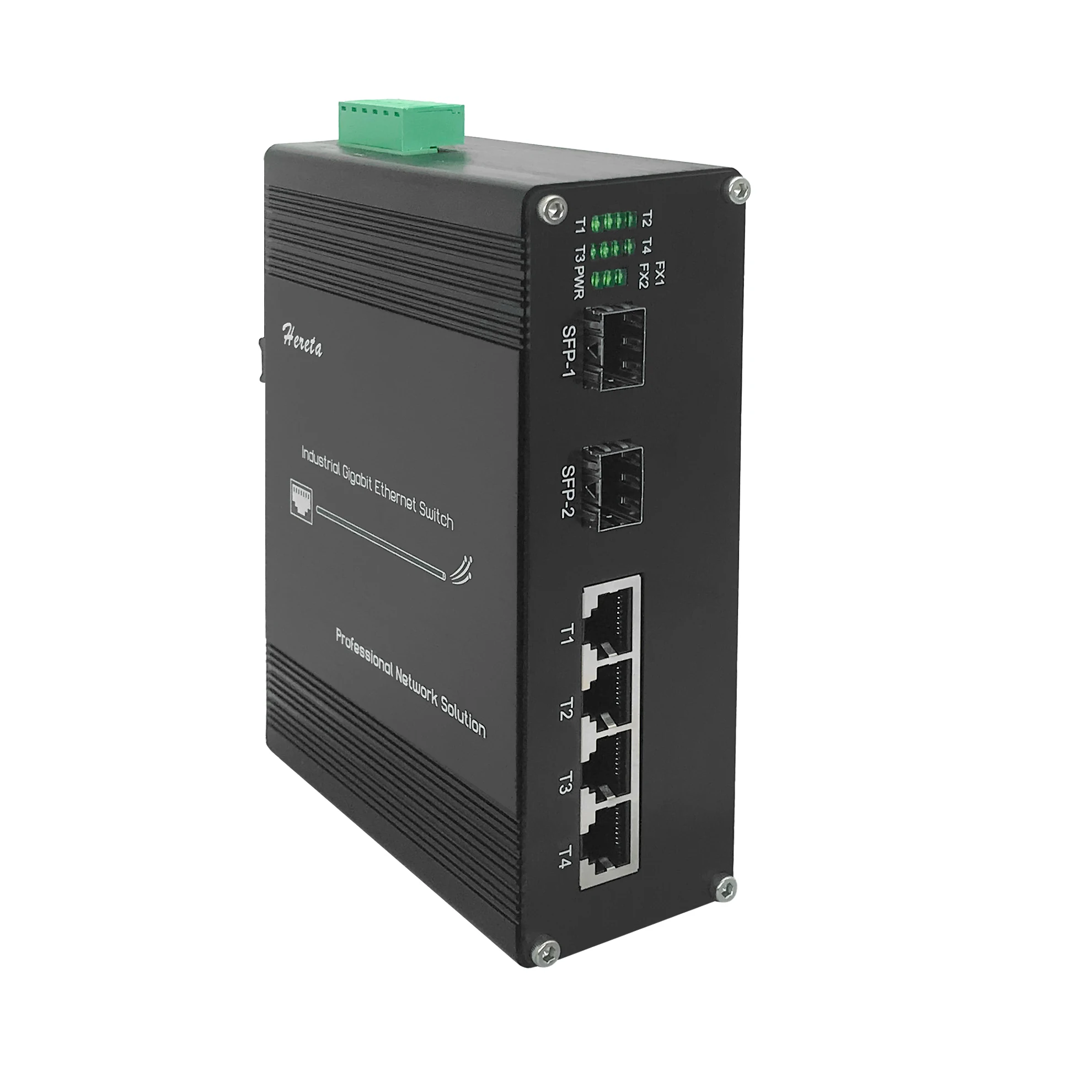 

Hereta Industrial PoE Ethernet Gigabit Switch Unmanaged 4 Ports 10/100/1000Mbps RJ45 and 2SFP Fiber Optic Network Switches