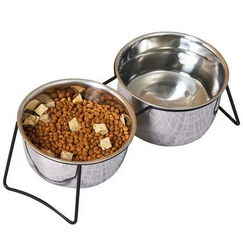 Elevated Cat Bowls, Dog Bowl, Stainless Steel Raised Cat Food Water Bowl Set with Stand Pet Feeding Bowls for Indoor Cats Dogs 4