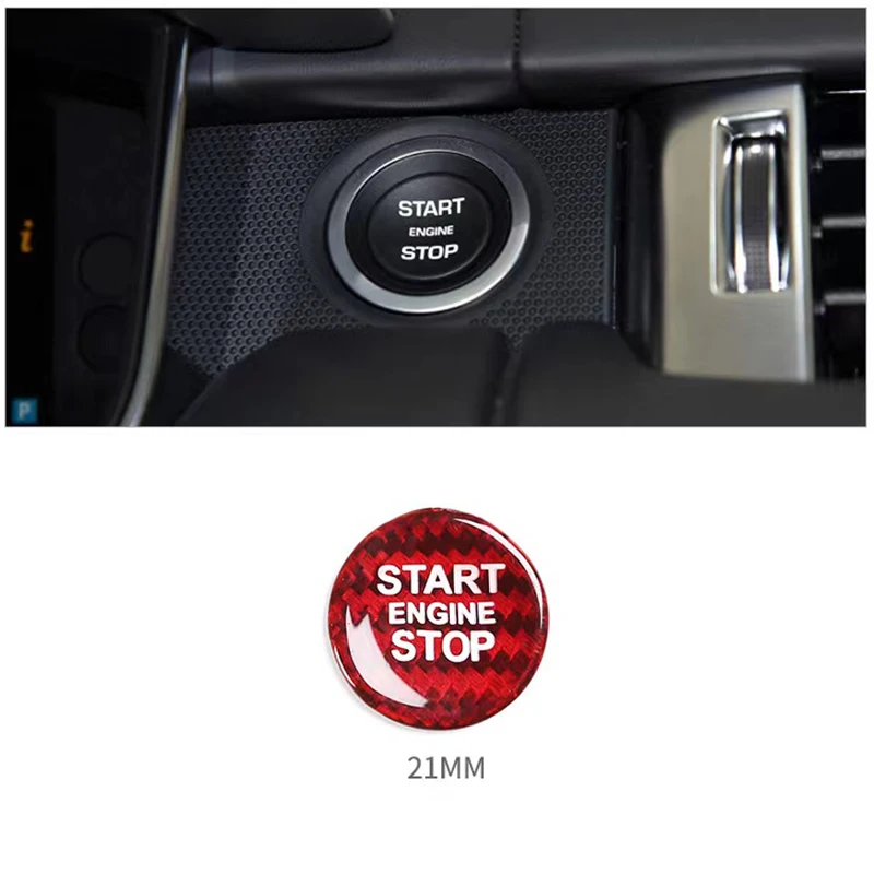 Carbon Fiber Start Stop Push Button Engine Ignition Switch Protective Sticker For Land Rover Range Rover Evoque SV SVR Velar