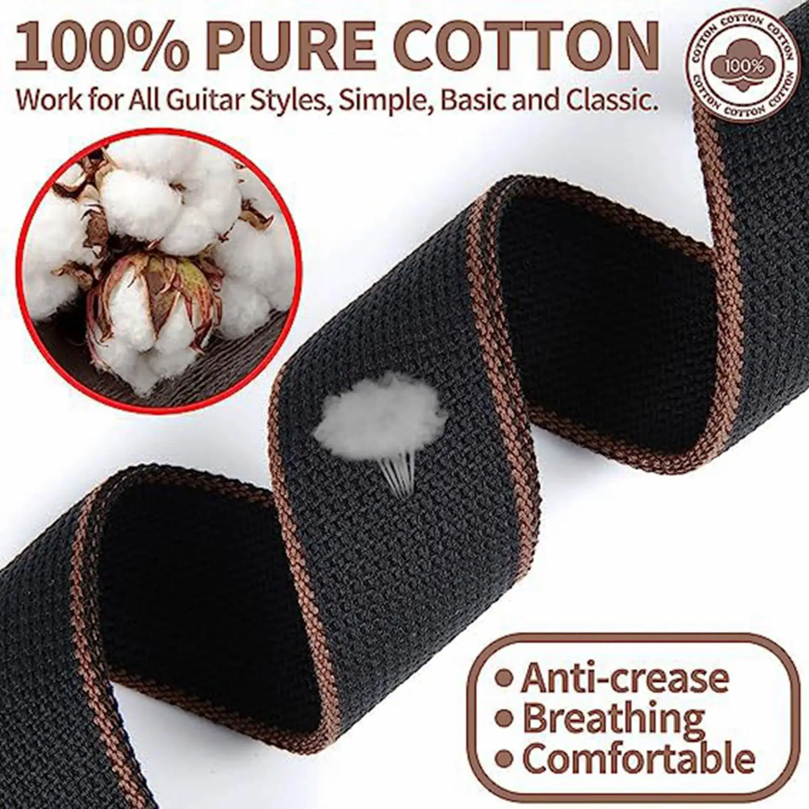 

Acoustic Guitar Strap Adjustable with Pick Holder Soft Padded Universal Guitar Shoulder Straps Belts with Picks for Banjos