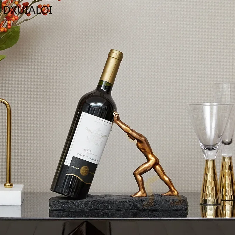 1pc European style Hercules Creative Character Wine Rack Resin crafts Wine cabinet decorations Home decoration accessories Gift