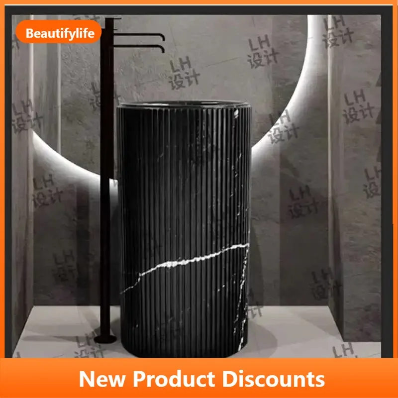 b06 Marble floor-to-ceiling cylindrical wash basin Hotel European-style bathroom Balcony wash basin